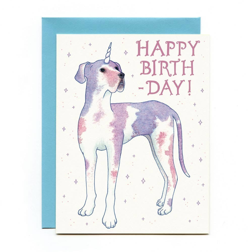 Great Dane Dogicorn Birthday Card