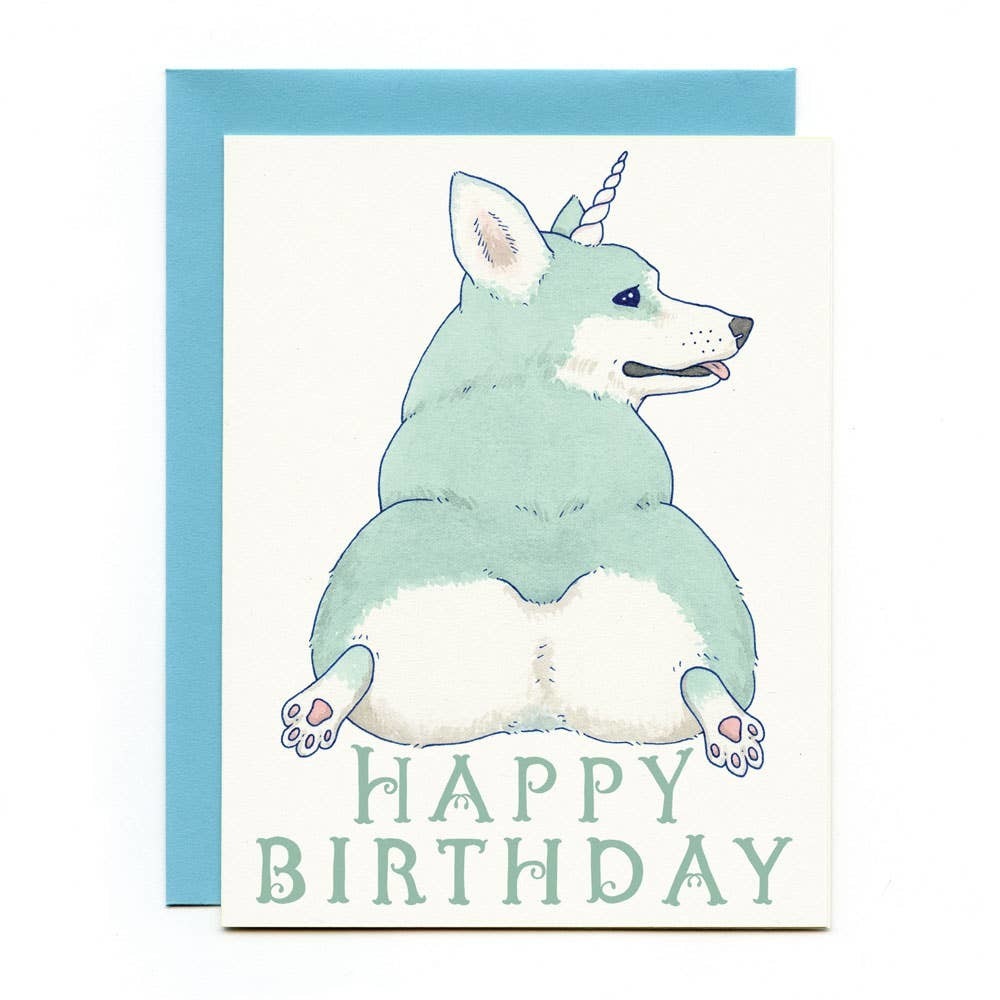 Unicorgi Birthday Card