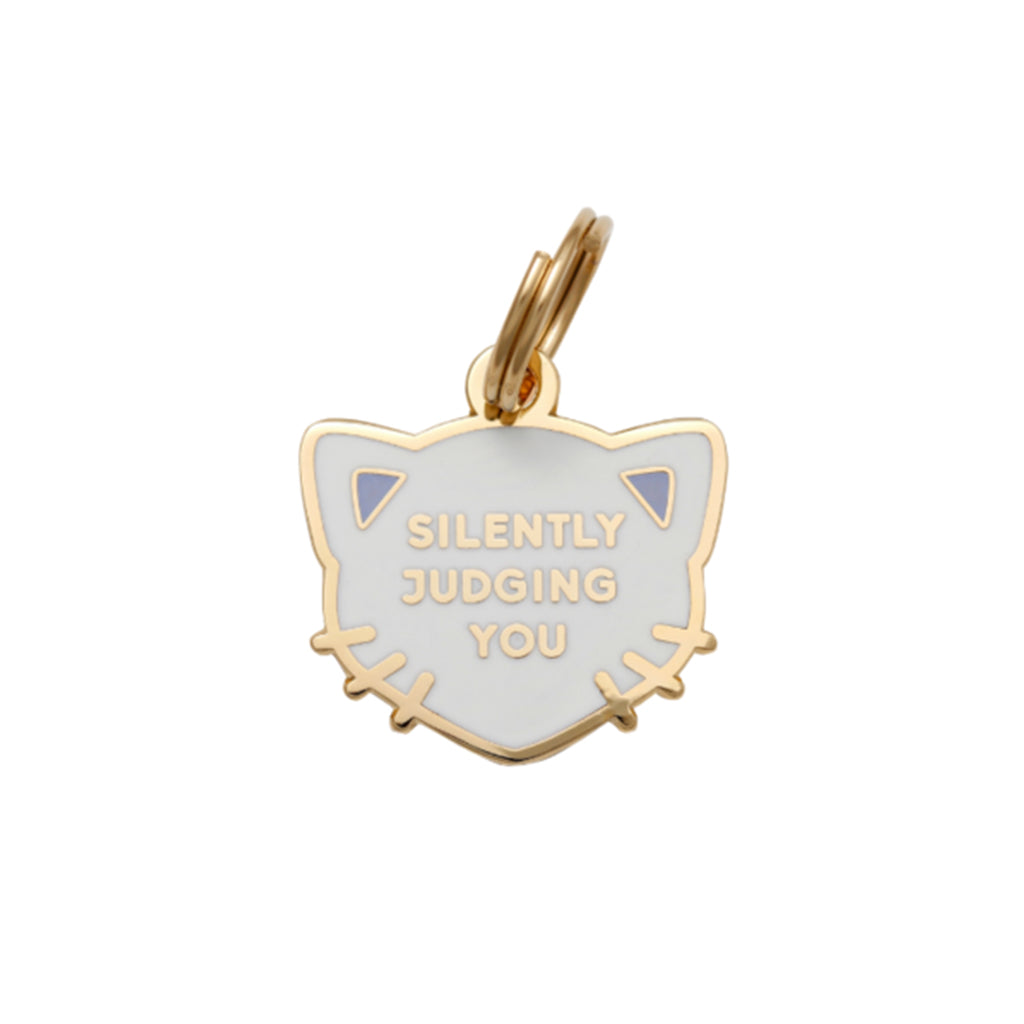 Silently Judging You - Cat ID Tag / Charm - White