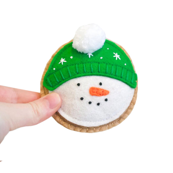 Green Snowman Christmas Cookie - Catnip/Silvervine Cat Toy